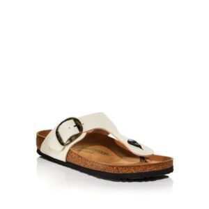 BIRKENSTOCK Womens Beige Comfort Gizeh Round Toe Buckle Thong Sandals Shoes 38